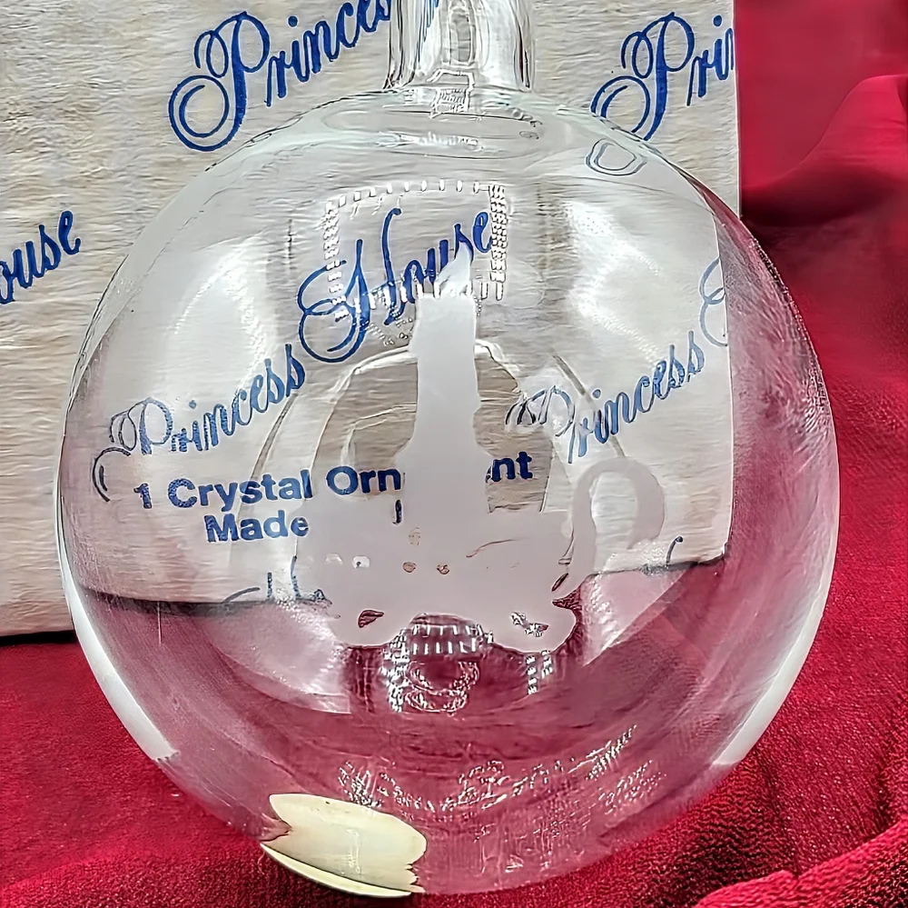 Princess House Blown Crystal Candle Etched Ball Ornament Made USA 1996 vintage